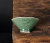 品牌型號龍泉青瓷朱青林祥雲品茗杯如意斗笠盞匠人手工主人杯-5014