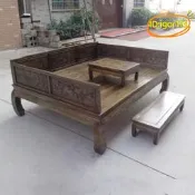 【台灣現貨】實木羅漢床禪意簡約睡榻新中式客廳沙發茶几榆木小戶型貴妃塌