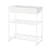 【IKEA 宜家家居】JOSTEIN 層架組連收納盒，室內/戶外用/網狀 白色，81x40x90 公分