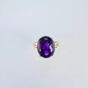 紫水晶配585黃K金戒台戒指 #紫水晶 #黃K金 #戒指#585黃K金#14K