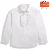 明熙精品屋 【加絨保暖】兒童襯衫 中大童襯衫 長袖襯衫 圓領襯衫 純色襯衫 加絨棉衣 春秋學院風 內搭打底 舒適親膚