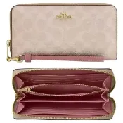【COACH】金標馬車LOGOㄇ型拉鍊防刮手拿可拆長夾－多款可選(coach 黑色 女夾 女長夾 女皮夾)