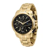 MASERATI TIME 瑪莎拉蒂 SUCCESSO 光動能三眼計時鋼帶腕錶 R8873645002