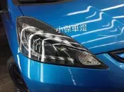 小傑車燈-全新 HONDA FIT 06 07 08 09 10 年jazz 仿 R8款C型黑框DRL燈眉魚眼大燈