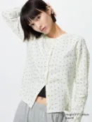 【UNIQLO】女裝 紋理開襟外套(長袖)(印花) 485717