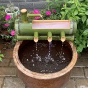 ♥免運費♥魚池魚缸竹子流水循環竹筒流水器石槽水缸過濾器流水增氧招財擺件