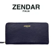 【全聯線上購】【ZENDAR】台灣總代理 限量1折 頂級超柔軟小羊皮極光紋拉鍊長夾 達芙妮系列 全新專櫃展示品(深藍色 贈禮盒提袋)