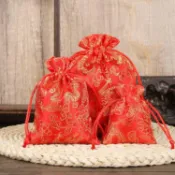 ✨臺灣熱賣✨中國風刺繡 龍紋香囊 珠寶首飾收納袋 抽繩束口小布袋 錦緞香包空袋子 珠寶首飾小布袋 錦緞布袋 抽繩收納袋