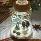 【A-ONE 匯旺】太空人 造景生態瓶 含2顆綠藻 白光LED 150ml布丁杯 DIY微景觀玻璃盆栽