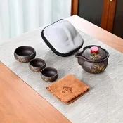 台灣現貨富足紫砂手抓壺旅行一壺三杯壺快客杯便定制