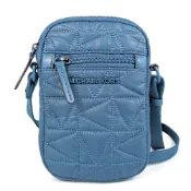 MICHAEL KORS Winnie 品牌Logo防潑水绗縫尼龍手機斜背包(牛仔藍)