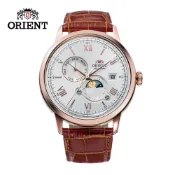 ORIENT 東方錶 SUN&MOON系列 羅馬數字日月相錶 皮帶款 白色 RA-AK0801S