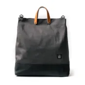 (店+)【icleaXbag 點子包】簡約XL號真皮帆布購物袋｜深灰色(大容量 可拆式背帶 13吋電腦手提包 可放A4文件夾)