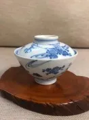 日本囘流 年代物 斗笠 蓋碗 青花蓋碗
