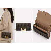 【FENDI 芬迪】Baguette 棕色 鍊條 肩背包
