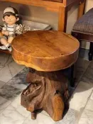 自然原木 老柚木叢林蘑菇木蹲圓桌 茶几 凳子 穿鞋椅 花台凳【更美歐洲傢飾古董老件Amazing House】台南