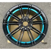 全新鋁圈 代號124 EA 17吋 4孔100 亮黑底+內滾藍圈 FIT VIOS FIESTA SWIFT YARIS