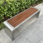 曲線美QXM居家 免運到府 可開發票 戶外塑木公園不銹鋼庭院長椅休息廣場座椅休閑小區條凳室外商場-快速發貨