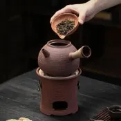 罐罐查煮查壺側把砂銚跳蓋壺紅泥小火爐功夫查具圍爐煮查陶壺討裝