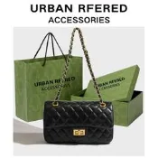 【愛購】【手提包】 URBAN RFERED小眾設計菱格鏈條腋下包女2025.高級感單肩斜挎包 女士