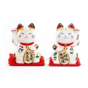(店+)【日本藥師窯】日本直送 佐倉嚴選 彩繪招福金運招財貓 陶瓷公仔 開運 招福 除厄 擺飾 開店送禮 招財 金幣 貓 禮物