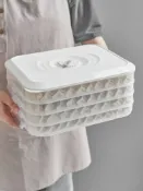 協貿國際日用品生活8館 餃子盒凍家用冰箱速凍保鮮多層分隔食品級收納盒餛飩水餃托盤