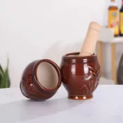 【🎯 在臺出貨 🔥】特厚家用老式搗蒜土陶粗瓷蒜臼傳統搗蒜器陶瓷蒜缸砸蒜罐搗蒜泥擂缽 研缽 研磨缽 搗碎缽 石臼