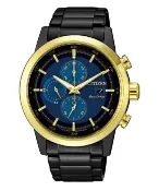 大高雄鐘錶城 CITIZEN 星辰 CA0614-51L Chronograph 時尚質感光動能腕錶 /金框/ 藍x黑色面 43mm｜樂天領券現折★全館特惠中★指定刷卡回饋10%