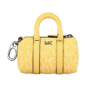 【Michael Kors】MICHAEL KORS 波士頓包造型印花塗層帆布吊飾拉鍊手提零錢包(檸檬黃)