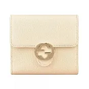 【GUCCI 古馳】GUCCI 雙G LOGO牛皮10卡釦式短夾(白)
