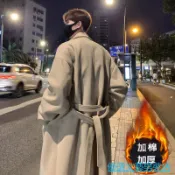 優選男裝 大尺碼男裝 男生外套 風衣外套 長款上衣 毛呢大衣男士秋季冬款加長版過膝潮牌寬鬆風衣中長款加厚呢子外套