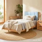 【有情門】STRAUSS 新沐樂多福床組-牛皮矮背 3.5x6.2呎/GL22.5(製作期2-3週/實木/MIT/單人床/床架/床組)
