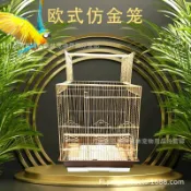 檸檬精選屋 【歐式開頂】鸚鵡籠 鳥籠 大型鳥籠 繁殖籠 金屬鳥籠 平頂設計 金色烤漆 防鏽耐用 虎皮鸚鵡 牡丹鸚鵡 玄鳳鸚鵡 通用
