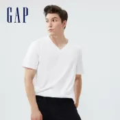 Gap 男裝 棉質舒適V領短袖T恤-白色(440768)