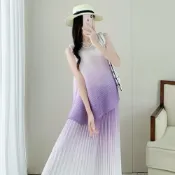(店+)【巴黎精品】KC精品 現貨+預購 三宅風上衣褶衣褶皺套裝女上衣長裙折衣彈力女裝顯瘦摺衣大碼(春夏季2色n1jv13)