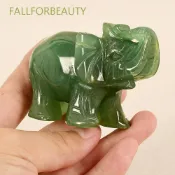 Decor Figurine Aventurine Carved Elephant