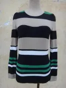楹 ~ 正品 iROO 綠色橫紋 棉質上衣 size: 36