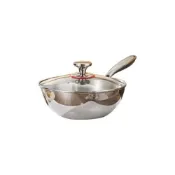 (店+)【宜品居家】20cm炒菜鍋 無塗層 不沾鍋 一人食不粘小鐵鍋 316不鏽鋼炒鍋（不粘鍋/無塗層/不鏽鋼）