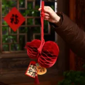 48出貨 蛇年 新年 2025 蛇年新年葫蘆折疊紙裝飾品2025過年傢用店鋪掛件春節新款佈置掛飾