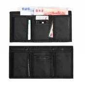 (店+)台灣公司貨 純黑 尼龍 三折 錢包 六卡 零錢袋 運動錢包 信用卡夾 短夾 防潑水 魔鬼氈 多層 抗髒汙