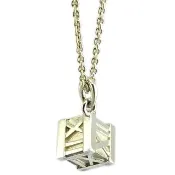 【Tiffany&Co. 蒂芙尼】台灣現貨-羅馬刻字立體方形墜飾925純銀項鍊