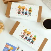 『Mi烘培』鳳梨酥派對女孩 素面牛皮紙色翻蓋包裝紙盒 鳳梨酥 燙金字貼紙 手繪風 餅乾包裝盒 雪花酥 牛軋糖 綠豆糕