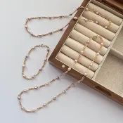 天然紫色滿天星珍珠項鍊 手鍊
