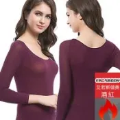 任-EROSBODY艾若斯健美 女日本機能纖維圓桶針織保暖發熱衣 酒紅Free