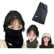 (店+)魔比歐 秋冬新款 多功能掛耳保暖面罩 ( 圍脖 髮帶 脖套 口罩 頭巾 頭套 防寒保暖 針織加絨 )