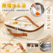 卡皮巴拉手提保溫袋 牛津布防油飯盒包 30x21.5cm輕便午餐包 學生上班族通勤餐包 鋁膜內膽保冷便當袋