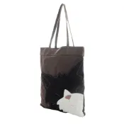 (店+)【KIRO 貓】日本卡拉貓 賓士貓 拼布 可收納A4 補習/帆布袋/手提袋/肩背包(500026)