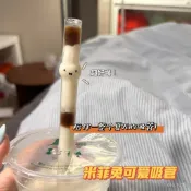 桃園出貨🎍玻璃吸管可愛高顔值透明奶茶大口徑高硼硅耐高溫吸珍珠禮物 CZST