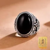 祈福小物🙏24h🙏已開光過爐🙏金剛杵造型戒指 國潮設計黑色款戒指 男士戒子 食指戒 寬面戒指 黑曜石戒指 霸氣戒指