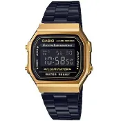 【CASIO 卡西歐】復古風電子鋼帶錶 情人節 送禮(A168WEGB-1B)